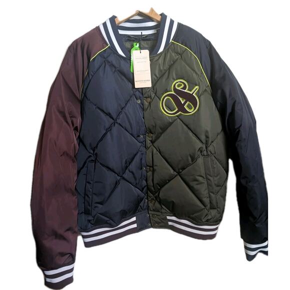 Scotch & Soda Quilted Jacket Water Repellent Inky Blue Green Varsity Style Med. - Picture 2 of 13